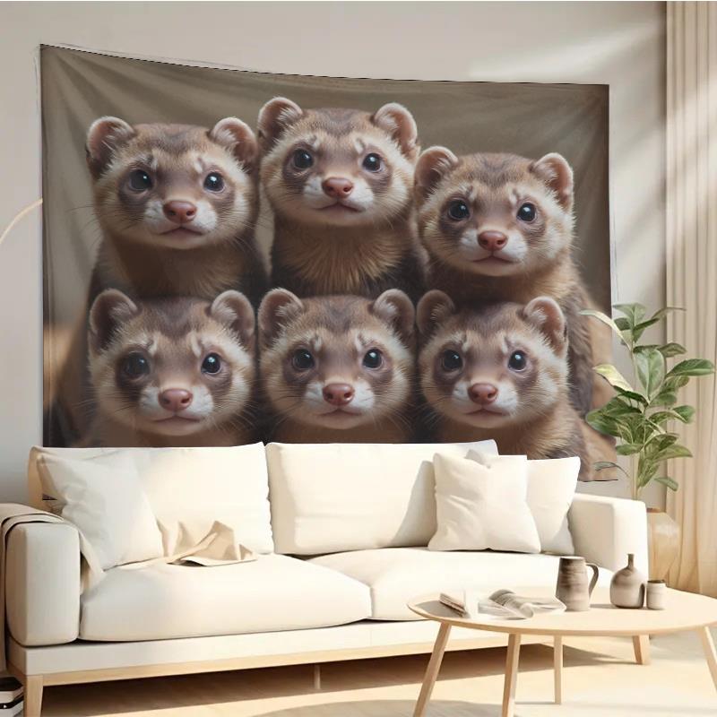 Interior Design Home Decor - Cute Ferret Group Tapestry Wall Hanging