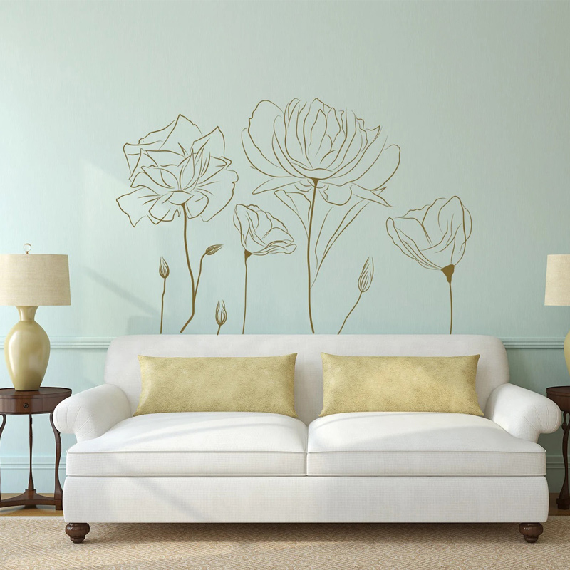 Interior Design Quotes - Plant Poppy Flower Pattern Wall Sticker