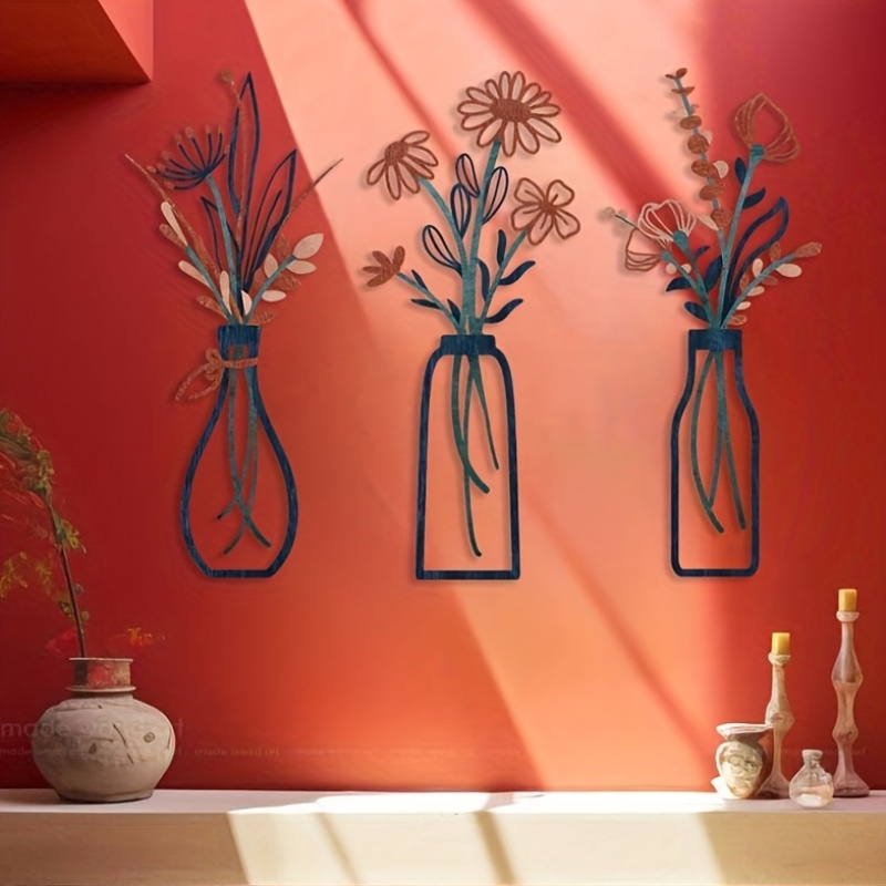 Interior Design Home Decor - 3 Large Floral Wall Art Sculptures