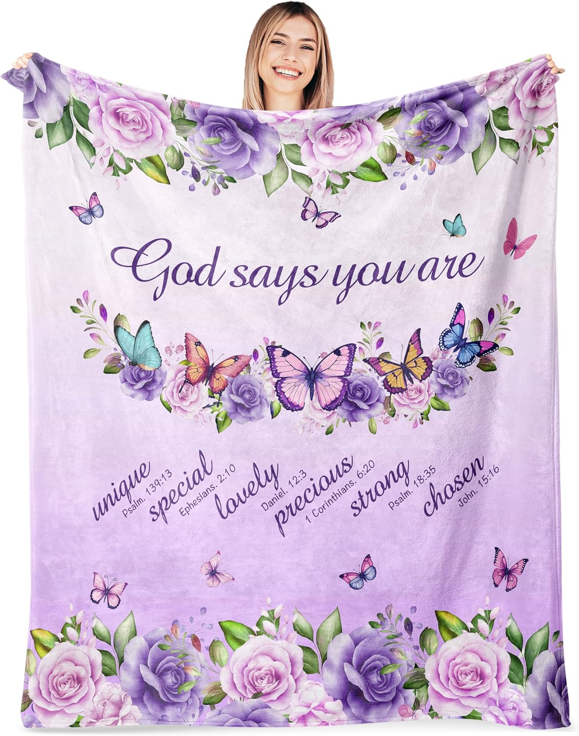 Interior Design Quotes - Purple Roses Butterflies Faith Quote Fleece
