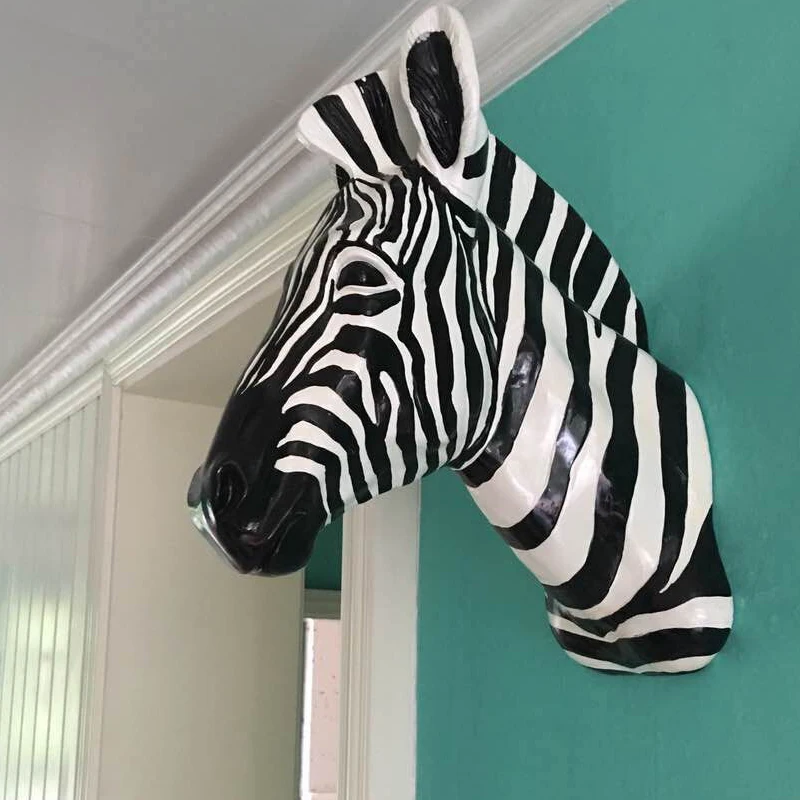 Interior Design Home Decor - [MGT] Wall Decoration Sculpture Zebra Head