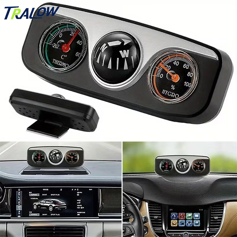 Interior Design Type - TRALOW 3-in-1 Compass,Thermometer&Hygrometer Car Dashboard Ornament