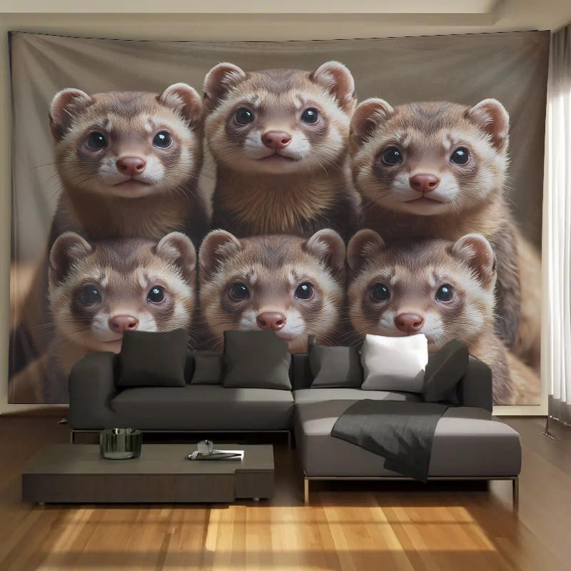 Cute Ferret Group Tapestry Wal - Interior Design Home Decor 评论和价格