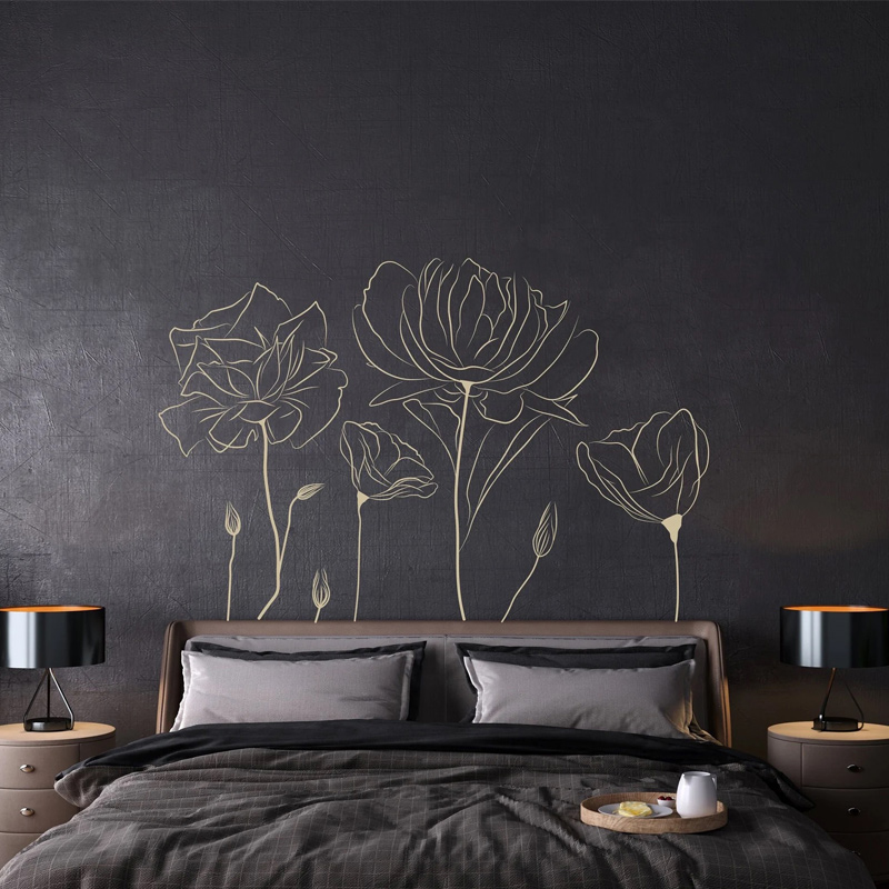 Plant Poppy Flower Pattern Wal - Interior Design Quotes 评论和价格