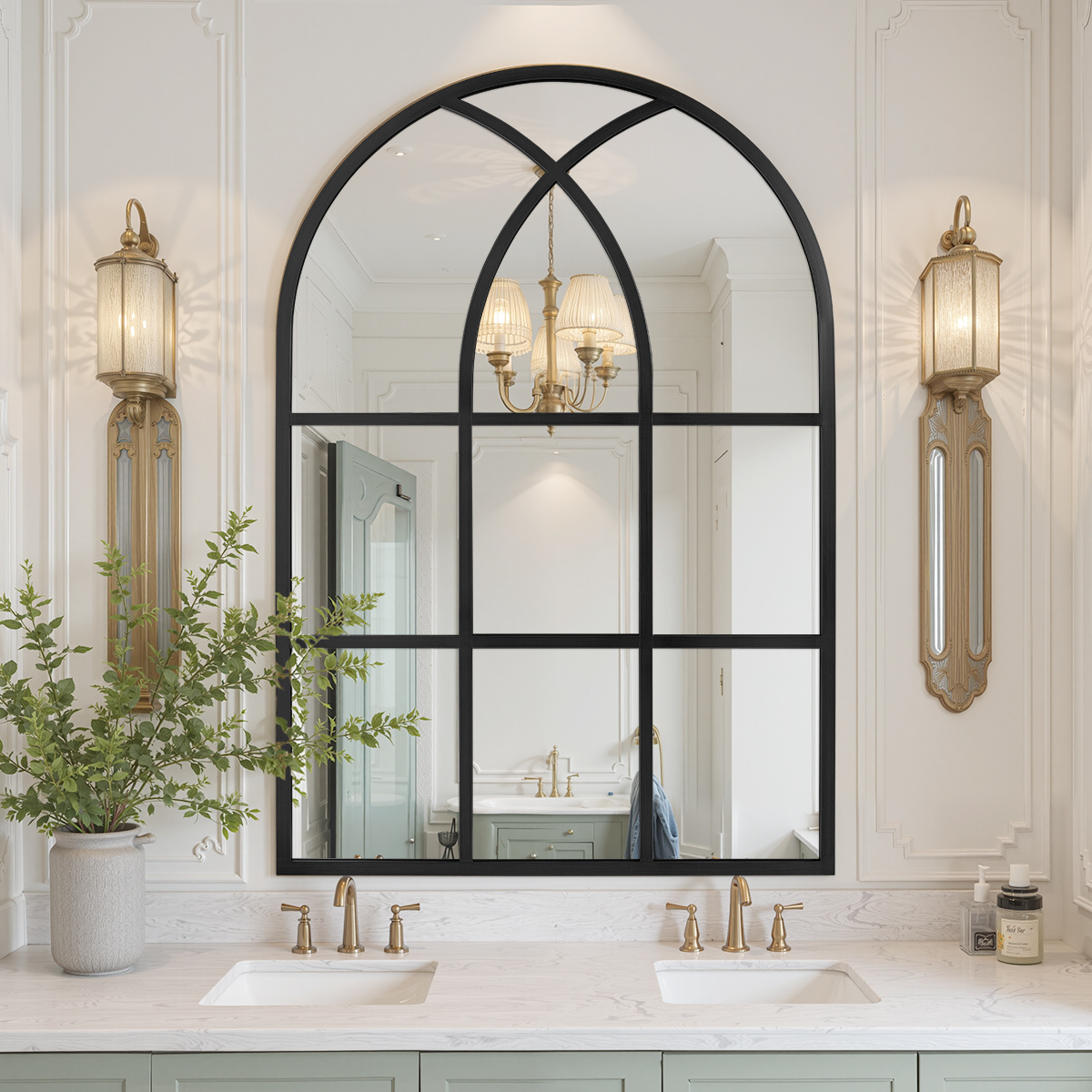 Elegant Arched Window Style Ba - Arch Mirror Leaning 评论和价格