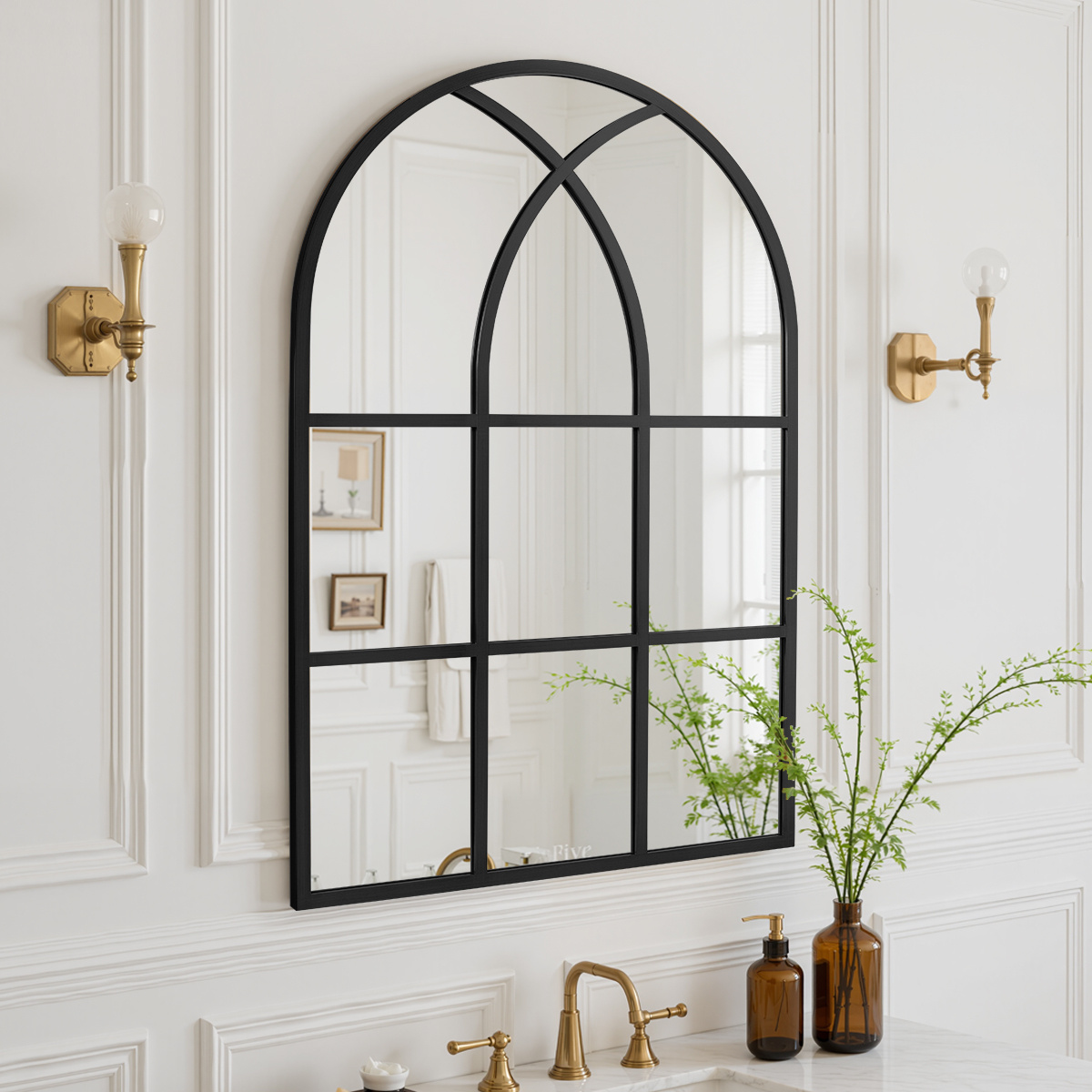 Elegant Arched Window Style Ba - Arch Mirror Leaning 评论和价格