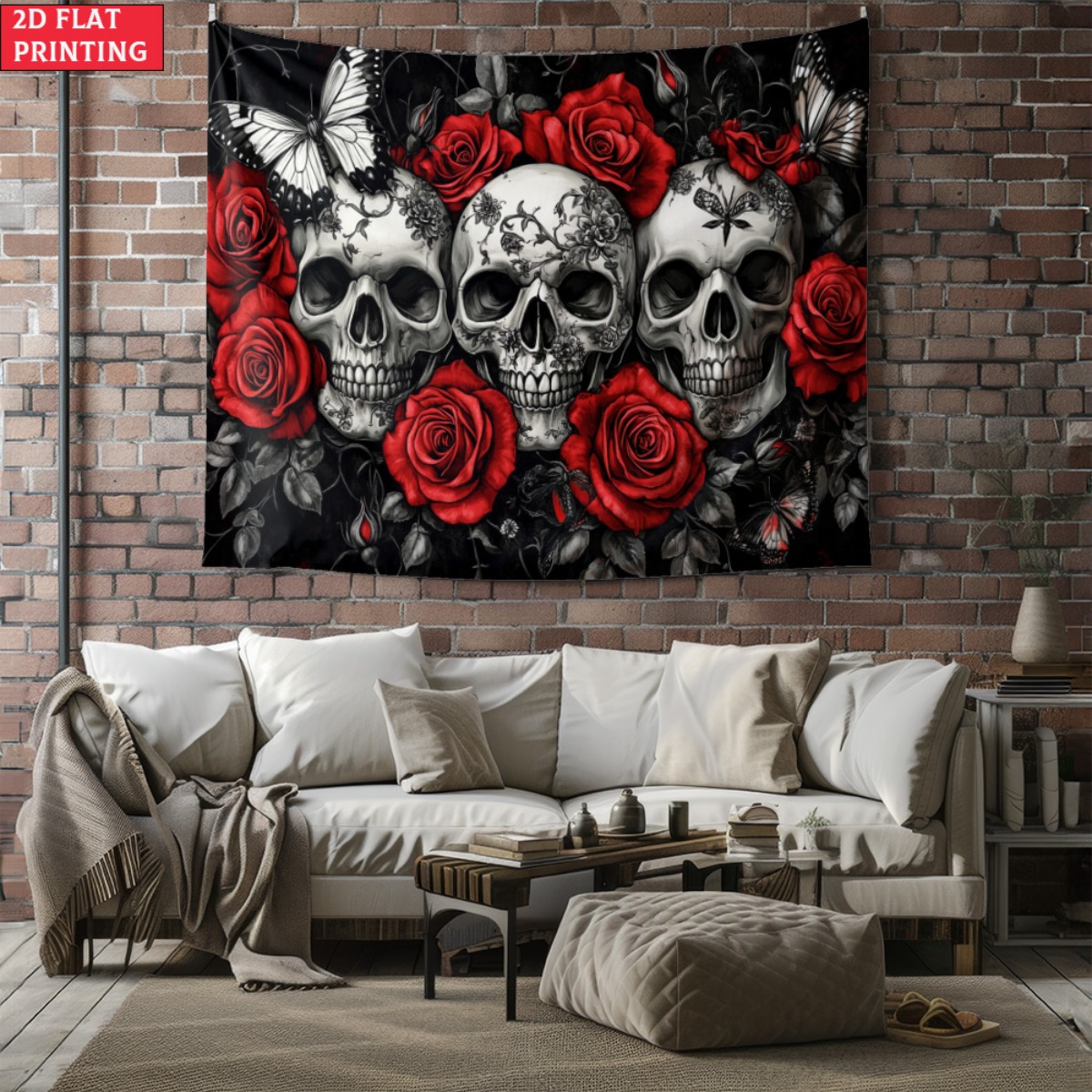 unframed Skull and Roses Gothi - Interior Design Home Decor 评论和价格