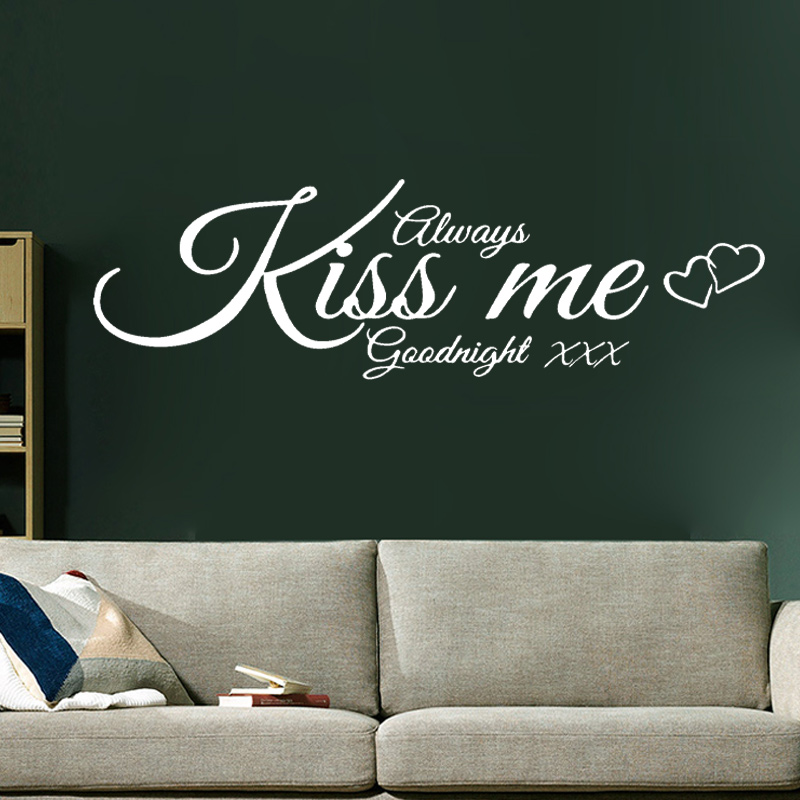 Wall Decal Quote Always Kiss M - Interior Design Quotes 评论和价格