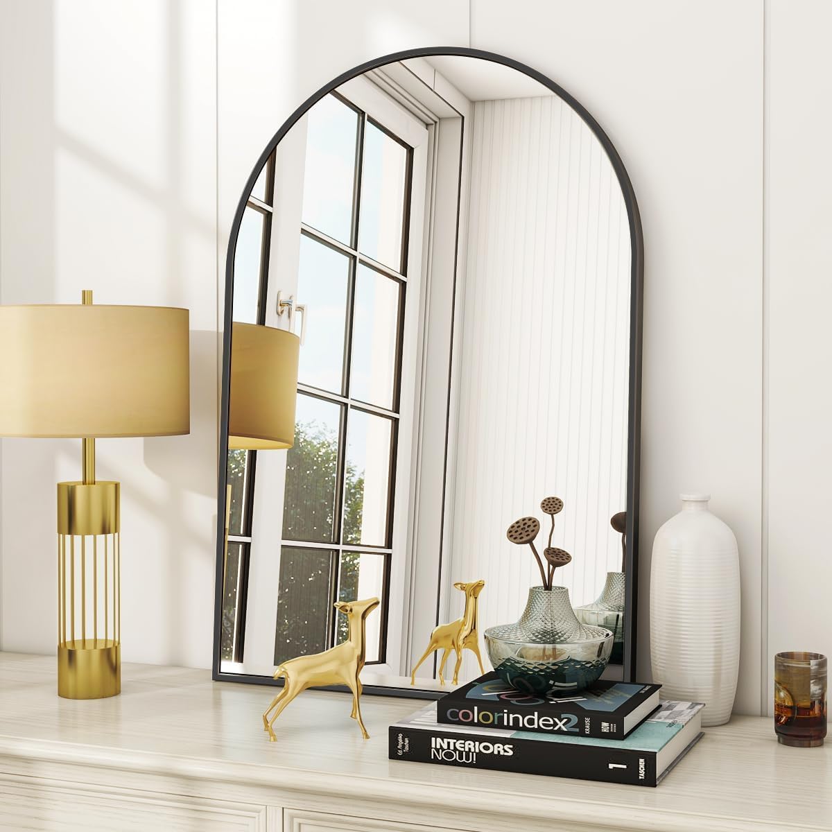 Arched Wall Mirror 24x36 inch, - Arch Mirror Leaning 评论和价格
