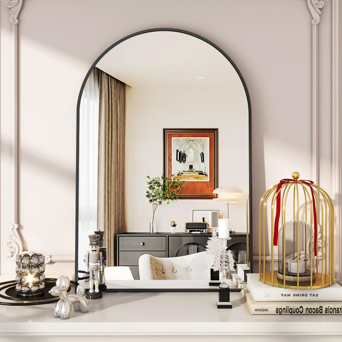 Arched Wall Mirror 24x36 inch, - Arch Mirror Leaning 评论和价格
