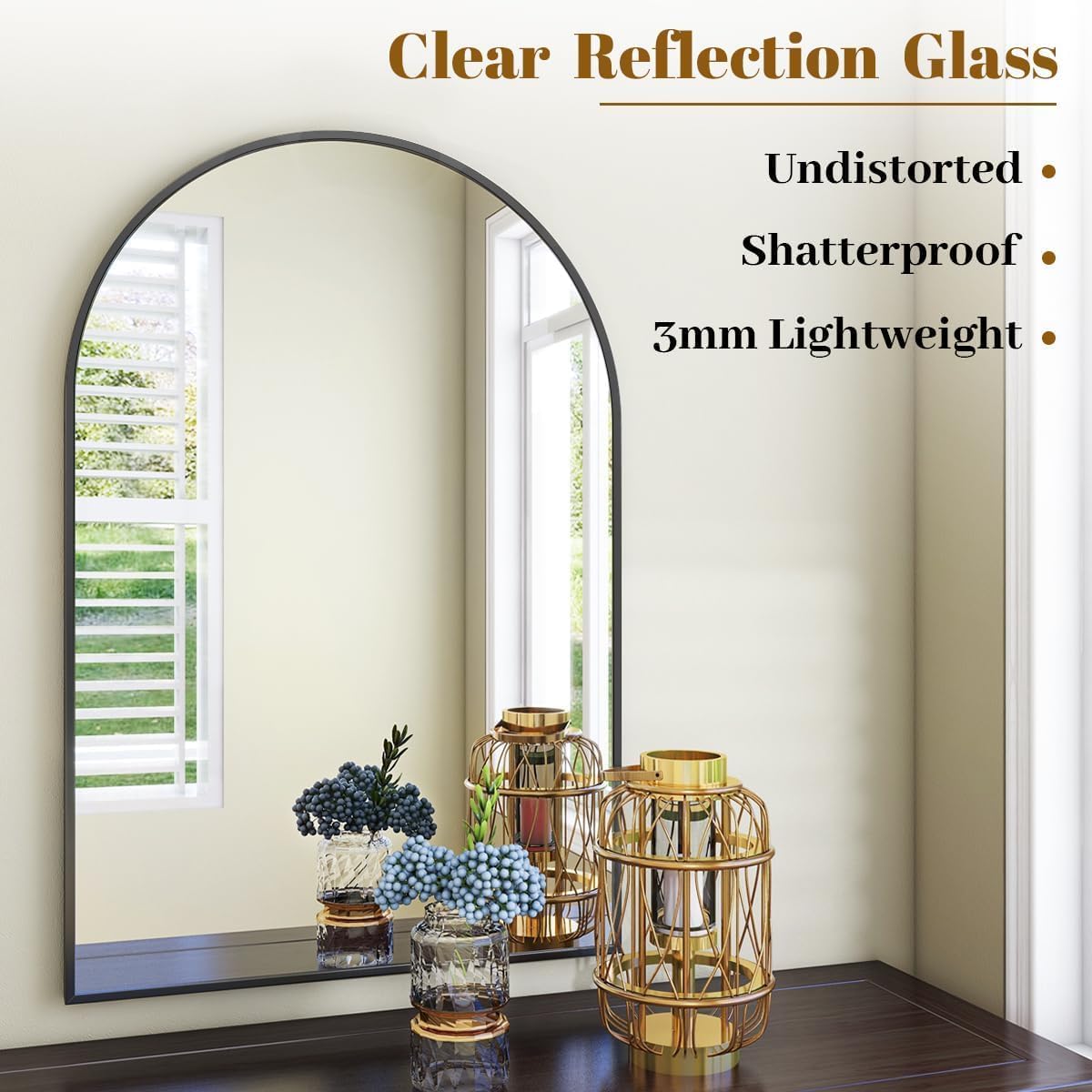 Arched Wall Mirror 24x36 inch, - Arch Mirror Leaning 评论和价格