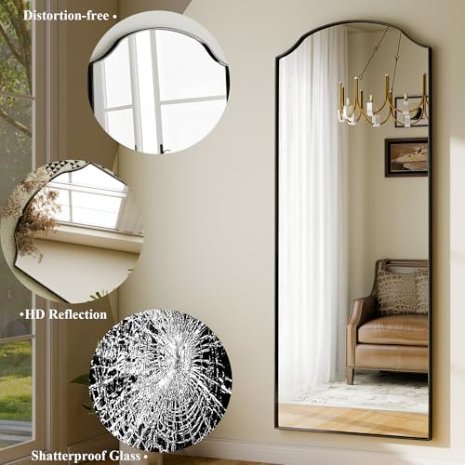 Arched Full Mirror with Unique - Arch Mirror Leaning 评论和价格
