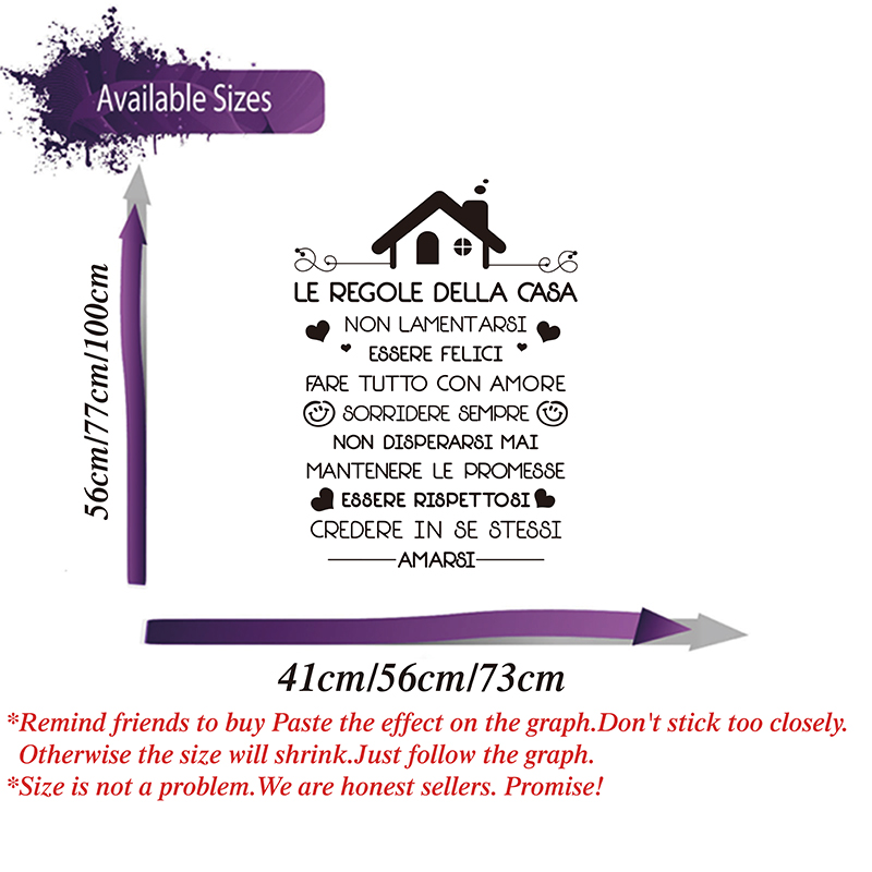 Italian House Rules Wall Decal - Interior Design Quotes 评论和价格